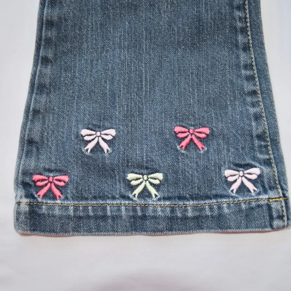 Gymboree Denim Flare Jeans with Embroidered Bows- Size 7